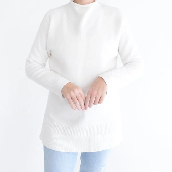 Anthropologie Moth  White Mockneck Knit Sweater Cottagecore XS - Picture 2 of 13